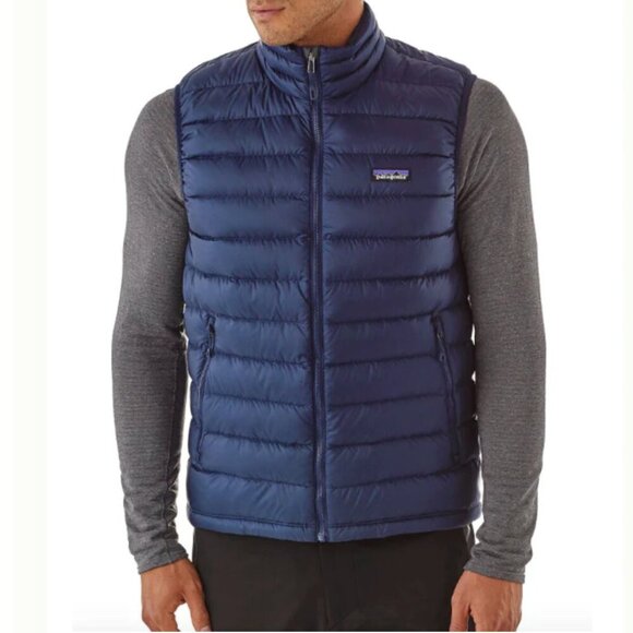 Patagonia Goose Down Puffer Vest Navy Blue 84622 Full Zip Size XS - Picture 1 of 9